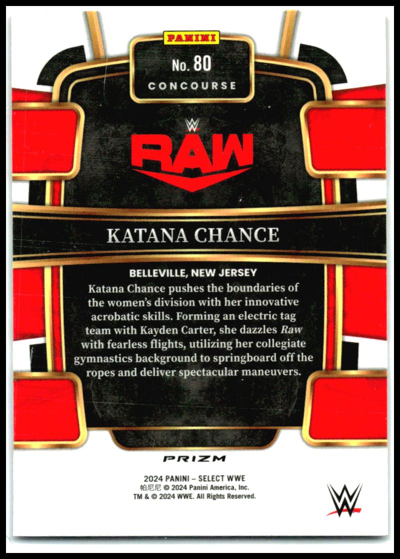 2024 Panini Select WWE Red and Blue Prizms #80 Katana Chance