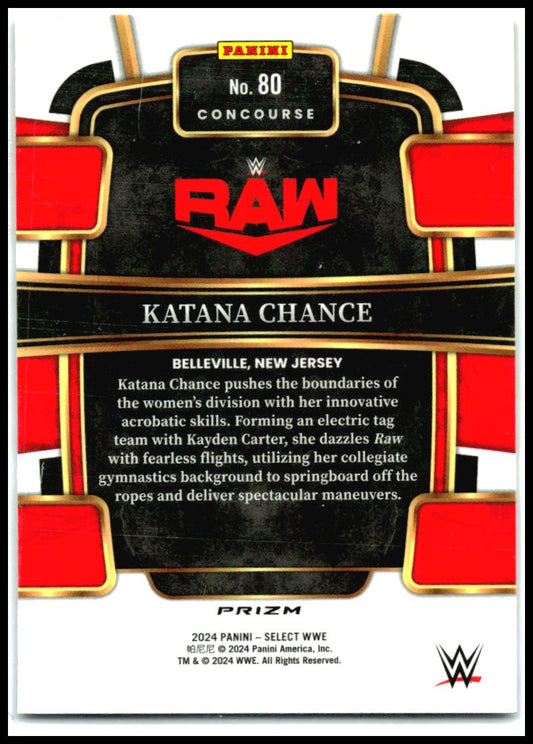 2024 Panini Select WWE Red and Blue Prizms #80 Katana Chance