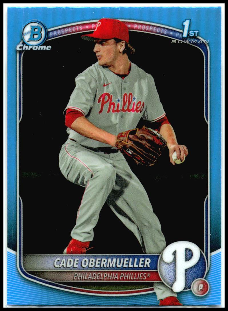 2025 Bowman Draft Chrome Sky Blue Refractor #BDC-80 Cade Obermueller Phillies