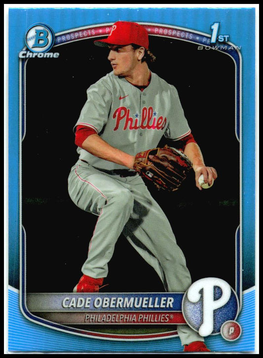 2025 Bowman Draft Chrome Sky Blue Refractor #BDC-80 Cade Obermueller Phillies