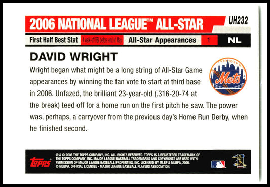 2006 Topps Updates & Highlights #UH232 David Wright New York Mets