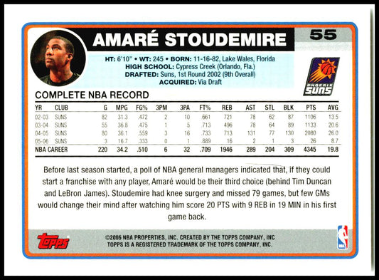 2006-07 Topps #55 Amare Stoudemire Phoenix Suns