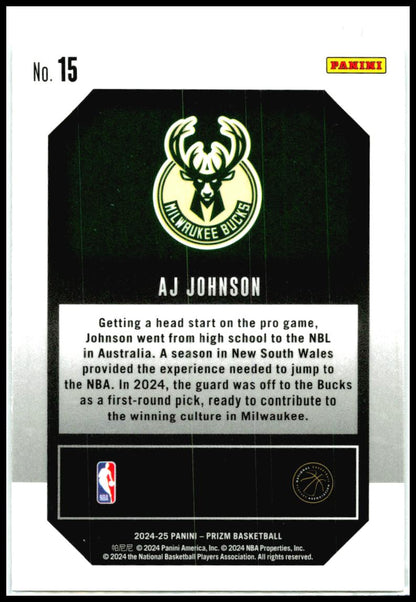 2024-25 Panini Prizm Emergent #15 AJ Johnson Milwaukee Bucks