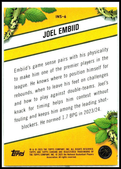 2024-25 Topps Chrome - Instinct #INS-6 Joel Embiid Philadelphia 76ers