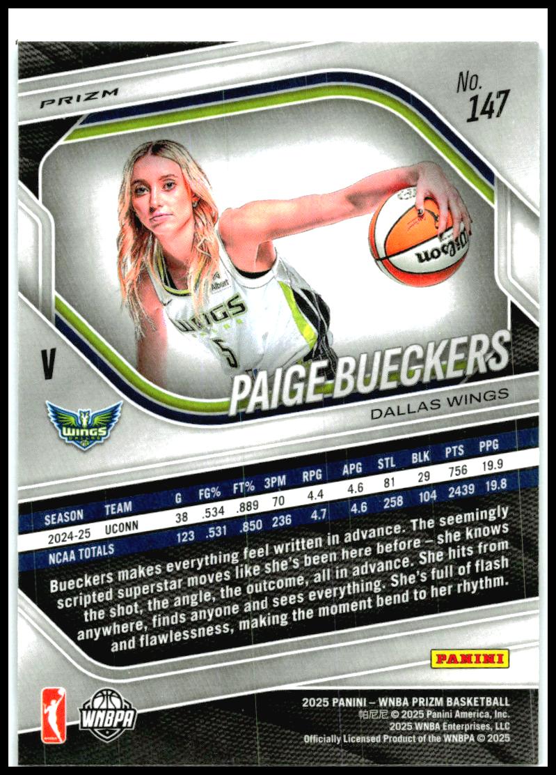 2025 Panini Prizm WNBA Silver Prizms #147 Paige Bueckers Dallas Wings
