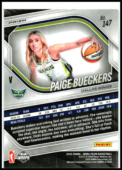 2025 Panini Prizm WNBA Silver Prizms #147 Paige Bueckers Dallas Wings