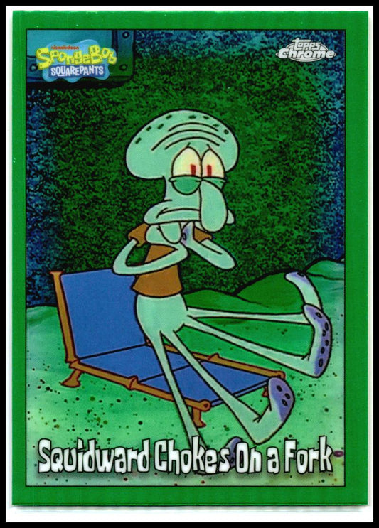 2025 Topps Chrome SpongeBob SquarePants Kelp Green #90 Chokes On a Fork