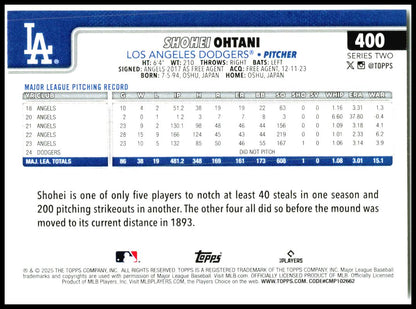 2025 Topps #400 Shohei Ohtani Los Angeles Dodgers