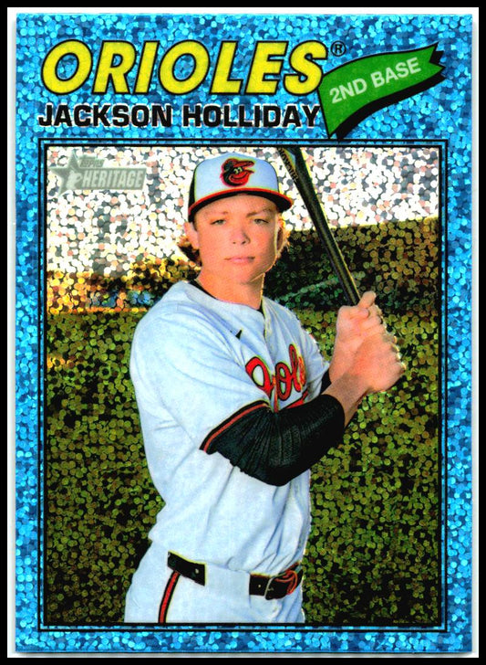 2026 Topps Heritage Chrome Light Blue Sparkle #218 Jackson Holliday Orioles