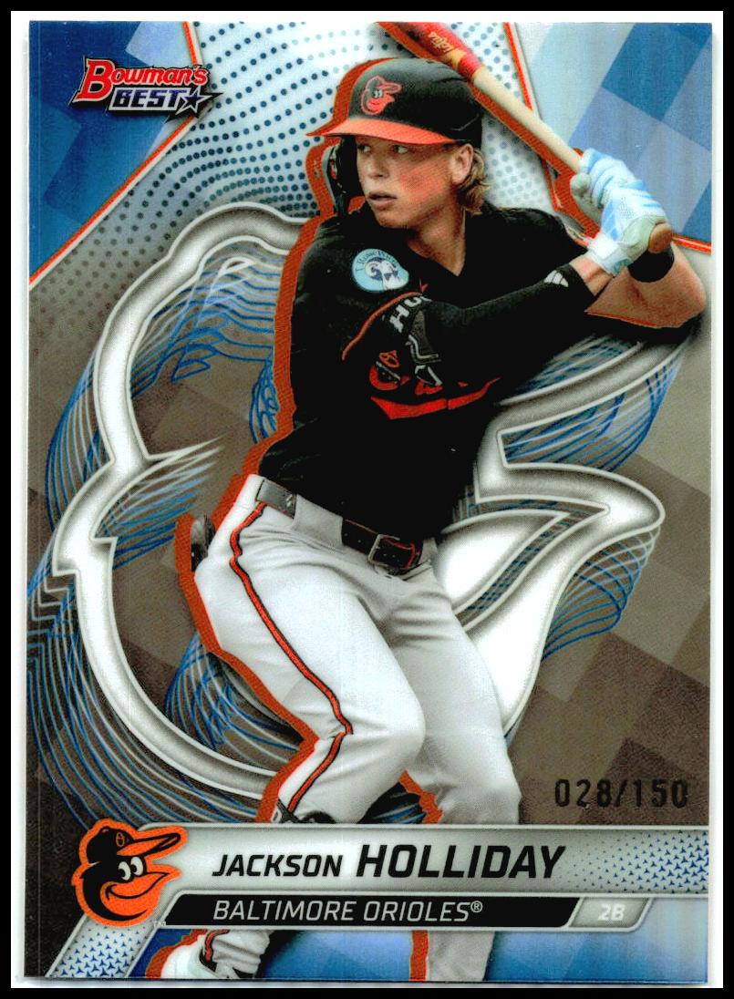 2025 Bowman's Best Blue Refractors #32 Jackson Holliday #/150 Baltimore Orioles