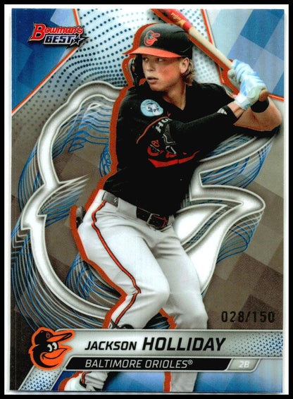 2025 Bowman's Best Blue Refractors #32 Jackson Holliday #/150 Baltimore Orioles