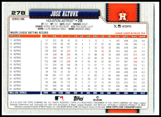 2026 Topps Holiday #278 Jose Altuve Houston Astros