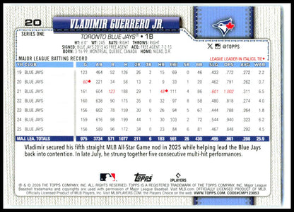 2026 Topps Celebration Confetti #20 Vladimir Guerrero Jr. Toronto Blue Jays