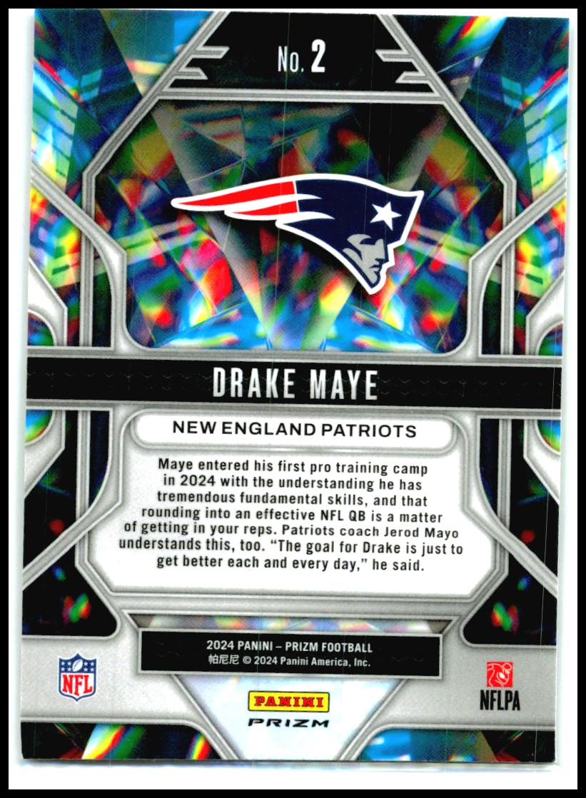 2024 Panini Prizm Prizmatic Green Ice Prizm #2 Drake Maye New England Patriots