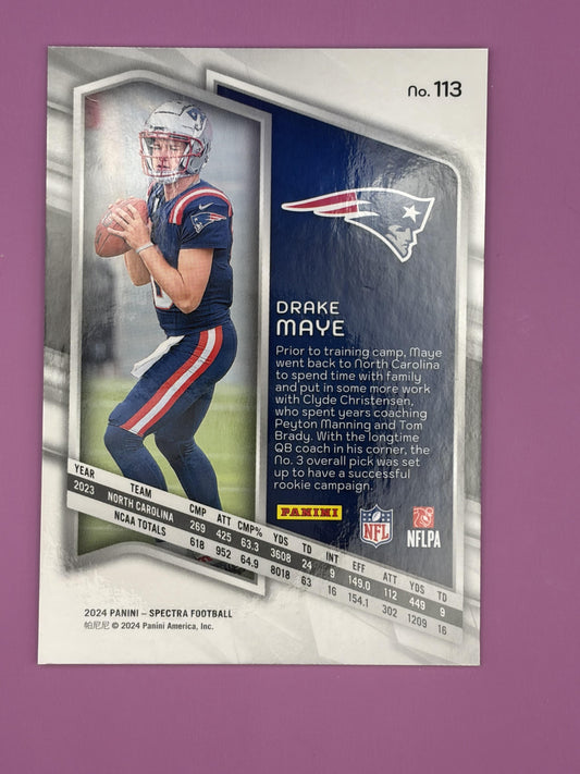 2024 Panini Spectra #113 Drake Maye Rookie New England Patriots
