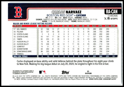 2025 Topps Chrome Rookie Auto Purple /250 #RA-CAN Carlos Narvaez Auto Boston