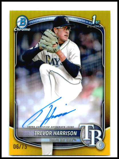 2025 Bowman Chrome Prospect Auto Yellow /75 #CPA-THA Trevor Harrison Auto Tampa