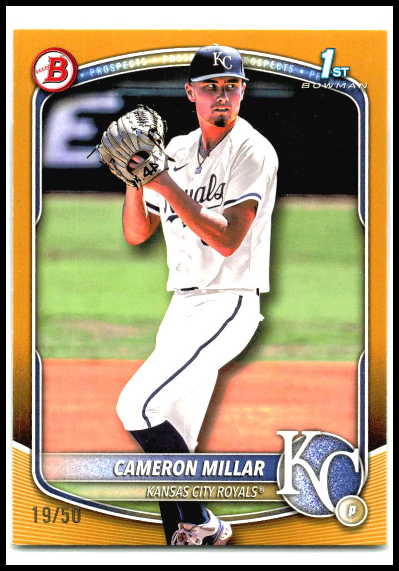 2025 Bowman Draft Gold Border #BD-176 Cameron Millar #/50 Kansas City Royals