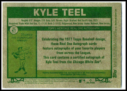 2026 Topps Heritage Real One Autographs #ROA-KT Kyle Teel Auto Chicago White Sox