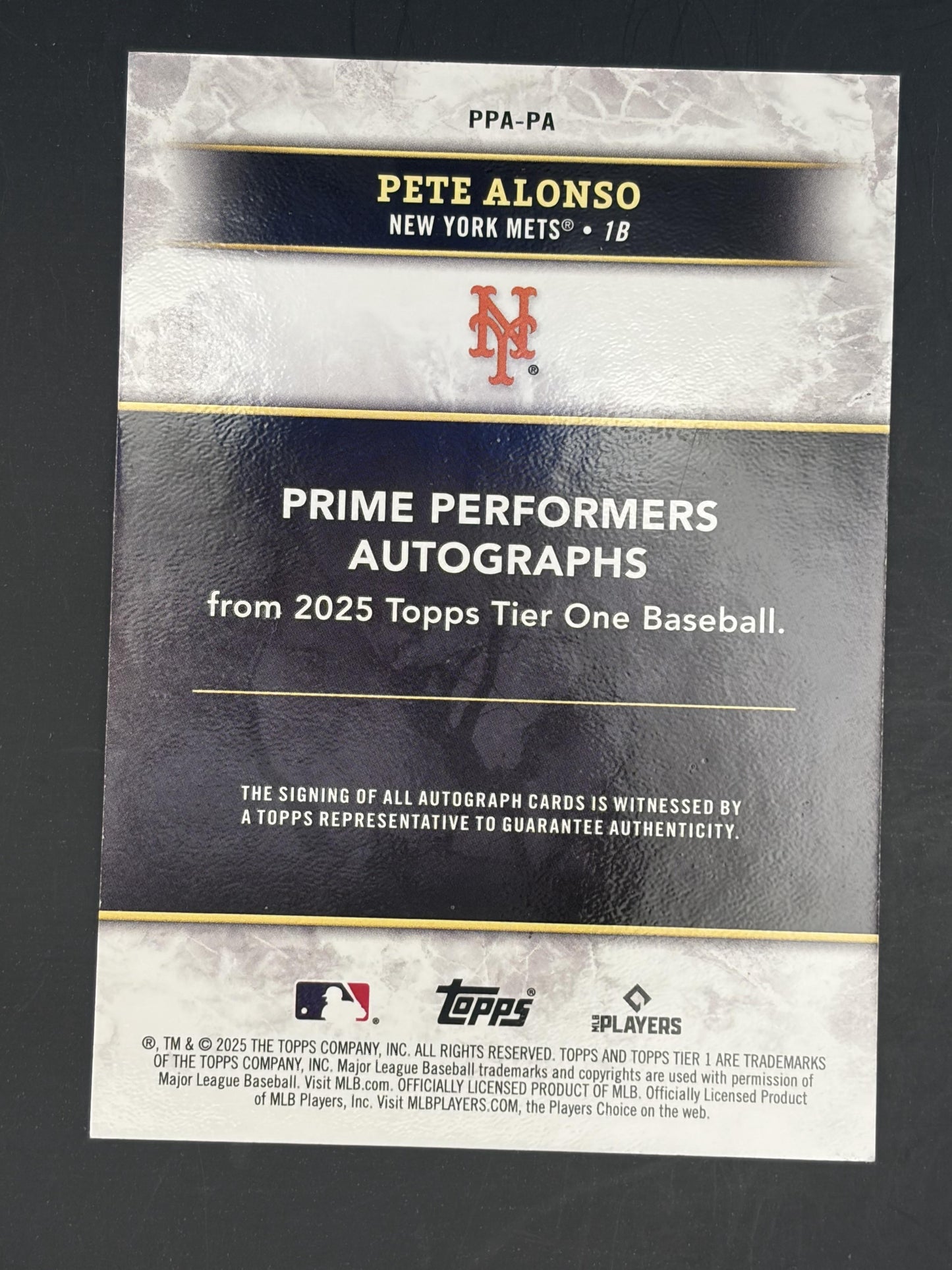 2025 Topps Tier One Prime Performers Auto /49 #PPA-PA Pete Alonso