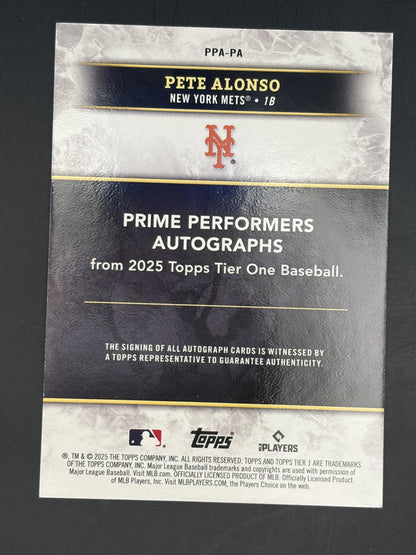 2025 Topps Tier One Prime Performers Auto /49 #PPA-PA Pete Alonso