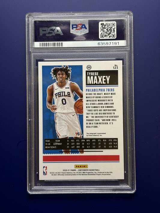 2020 Panini Contenders Var-Auto-Playoff Ticket #123 Tyrese Maxey