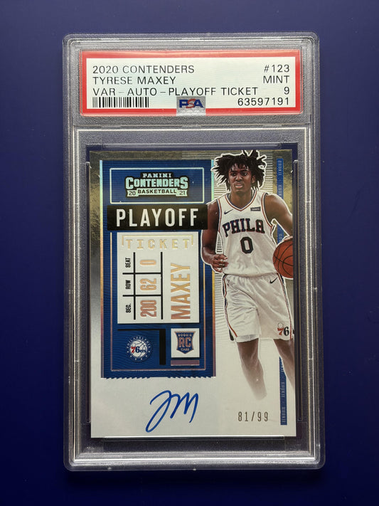 2020 Panini Contenders Var-Auto-Playoff Ticket #123 Tyrese Maxey