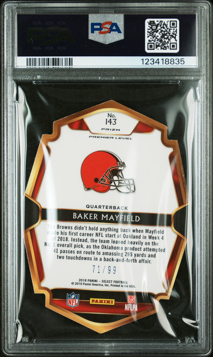 2018 Panini Select Die-Cut Light Blue Prizm #143 Baker Mayfield