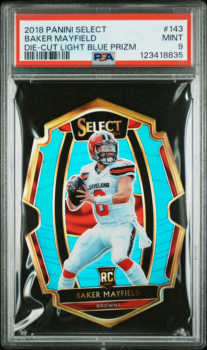 2018 Panini Select Die-Cut Light Blue Prizm #143 Baker Mayfield