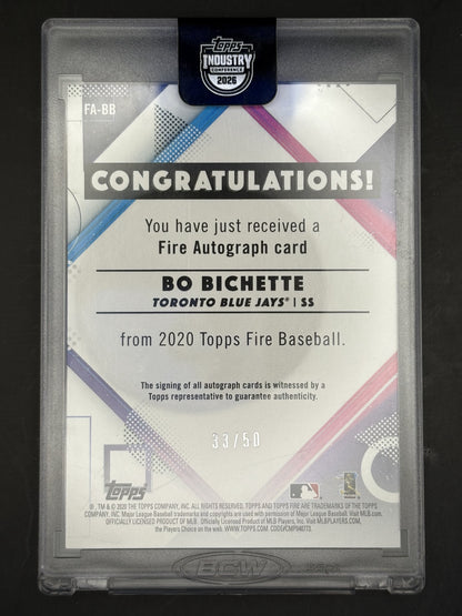 2020 Finest Finest Autographs Gold Refractor #FA-BB Bo Bichette Auto Toronto