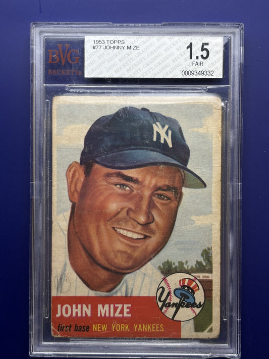 1953 Topps #77 Johnny Mize New York Yankees