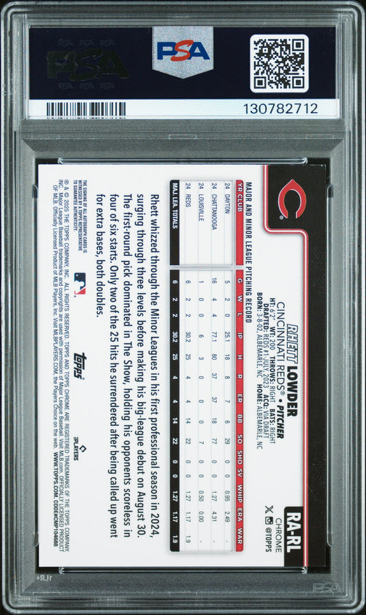 2025 Topps Chrome Rookie Autographs Rk Au-B&W Mn Dmd #RARL Rhett Lowder Auto