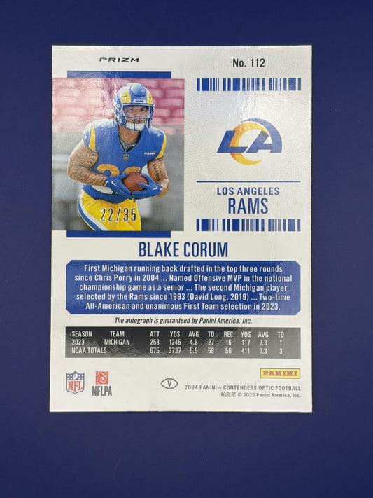 2024 Panini Contenders Rookie Ticket Auto /35 #112 Blake Corum Rookie Auto Rams