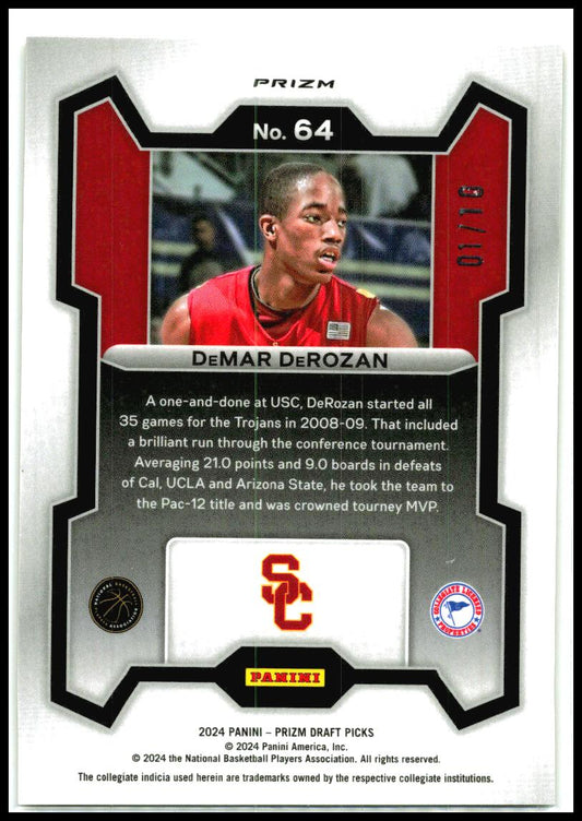 2024 Prizm Draft Picks Gold/10 #64 DeMar DeRozan USC