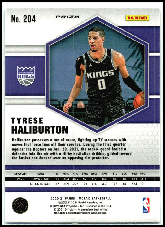 2020-21 Panini Mosaic Mosaic Gold Wave #204 Tyrese Haliburton Rookie Kings