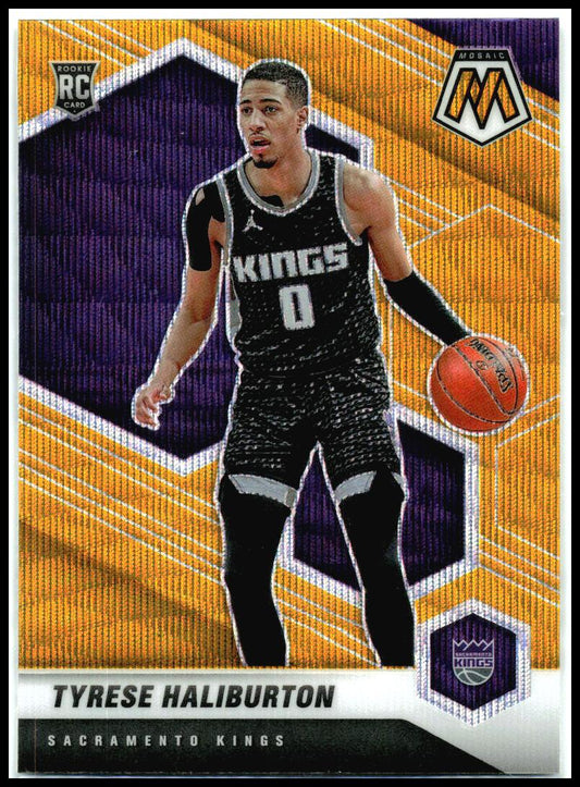2020-21 Panini Mosaic Mosaic Gold Wave #204 Tyrese Haliburton Rookie Kings