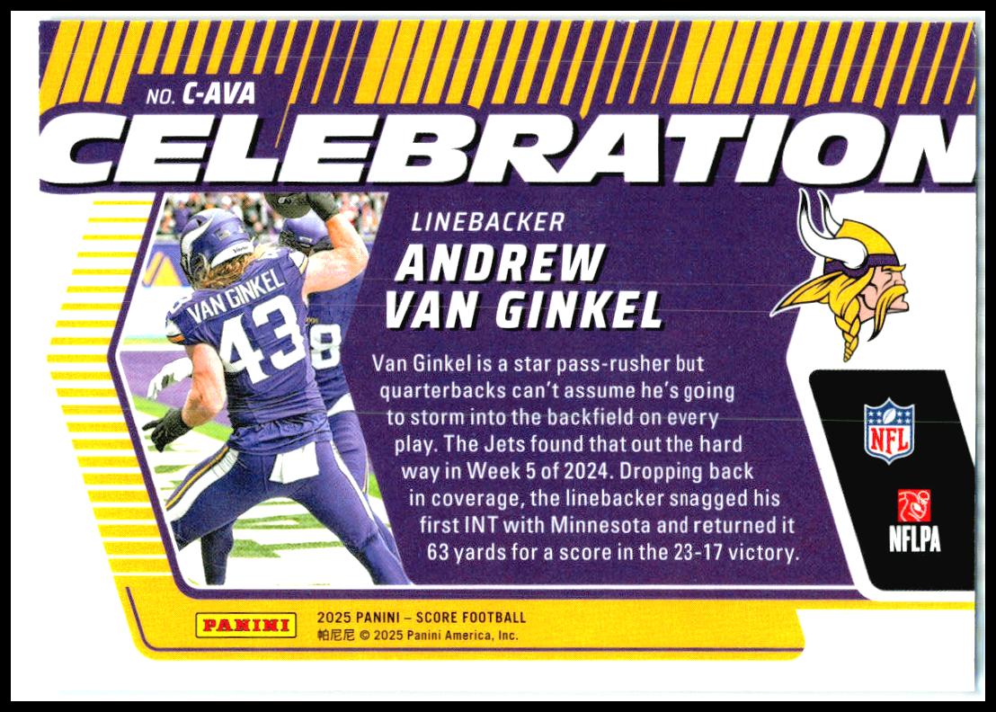 2025 Score Celebration Pink #C-AVA Andrew Van Ginkel Minnesota Vikings