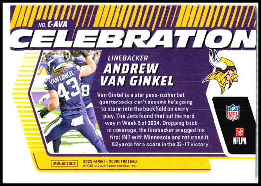 2025 Score Celebration Pink #C-AVA Andrew Van Ginkel Minnesota Vikings