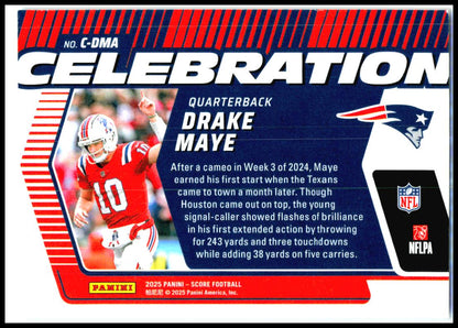 2025 Score Celebration Red #C-DMA Drake Maye New England Patriots