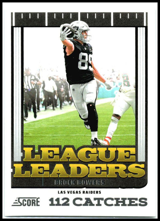 2025 Score League Leaders #12 Brock Bowers Las Vegas Raiders