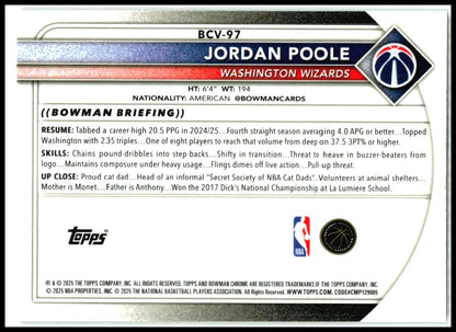 2025-26 Bowman Chrome Reptilian Refractor #BCV-97 Jordan Poole Wizards