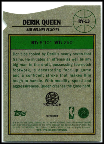 2025-26 Bowman Rookie Of The Year Favorites Refractor #RY-13 Derik Queen