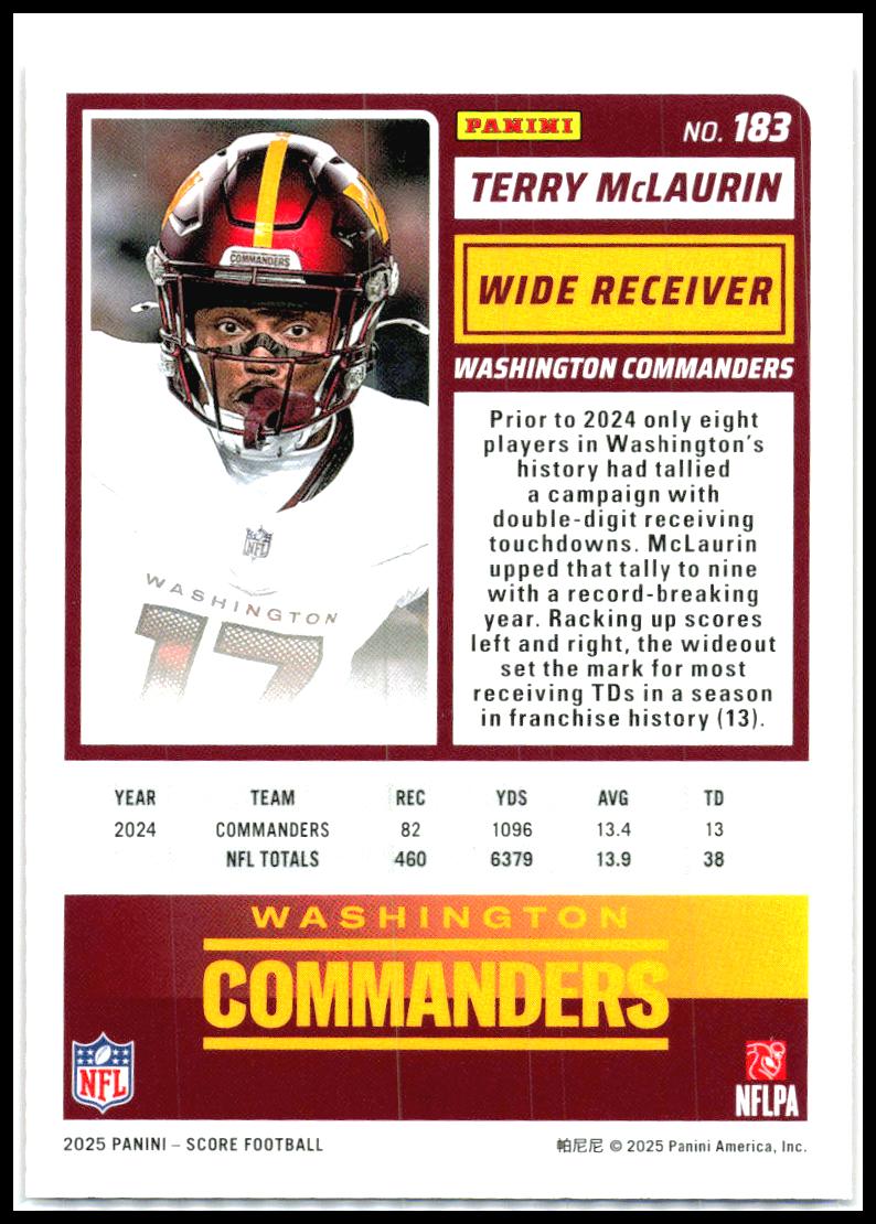2025 Score Red #183 Terry McLaurin Washington Commanders