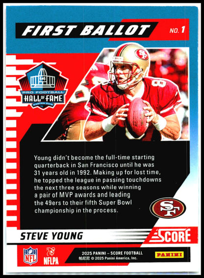 2025 Score First Ballot #1 Steve Young San Francisco 49ers