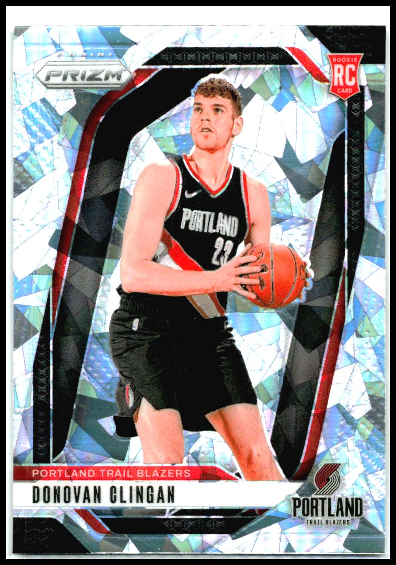 2024-25 Panini Prizm Prizms Ice #221 Donovan Clingan Portland Trail Blazers
