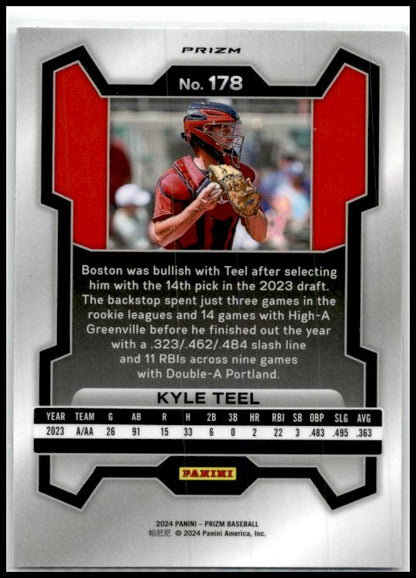2024 Panini Prizm Silver Prizms #178 Kyle Teel Boston Red Sox
