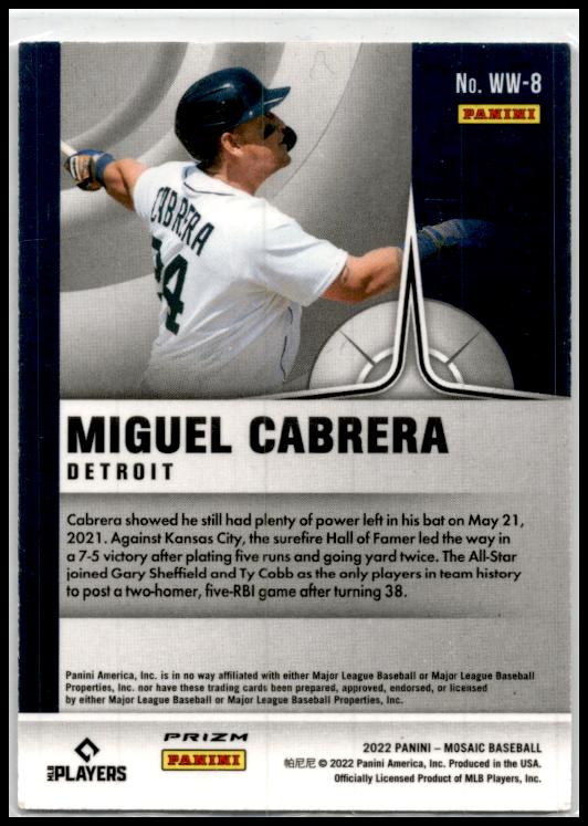 2022 Panini Mosaic Will to Win Mosaic #WW-8 Miguel Cabrera Detroit Tigers