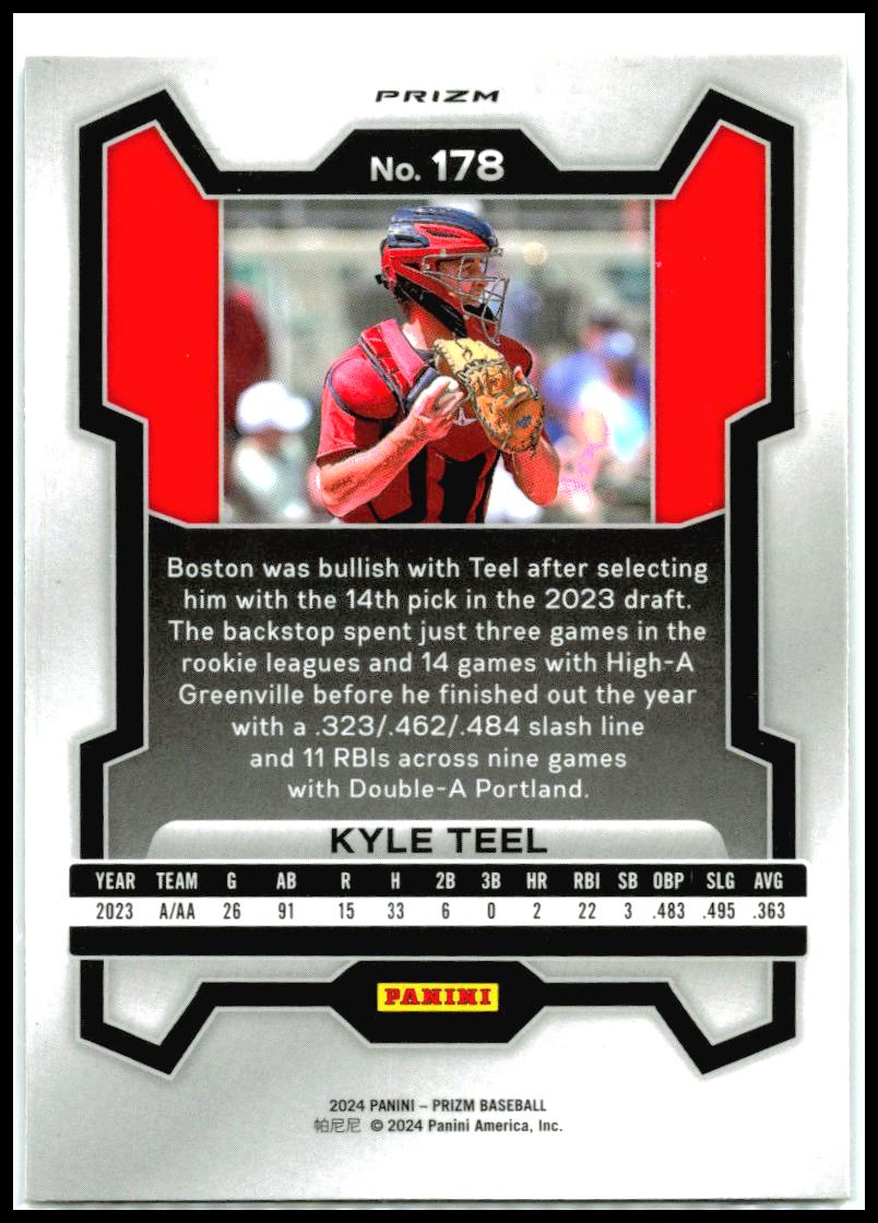 2024 Panini Prizm Silver Prizms #178 Kyle Teel Boston Red Sox