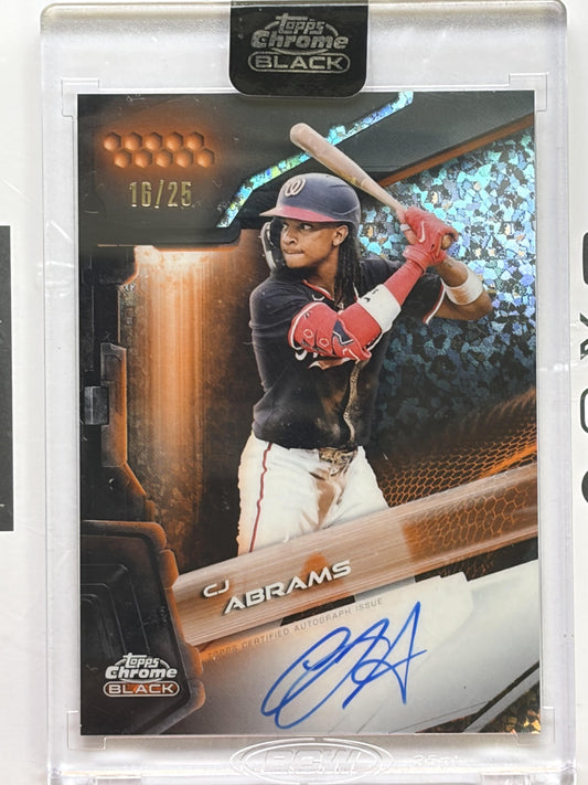 2026 Topps Chrome Black Auto Orange Mini-Diamond /25 #CBA-CA CJ Abrams Auto