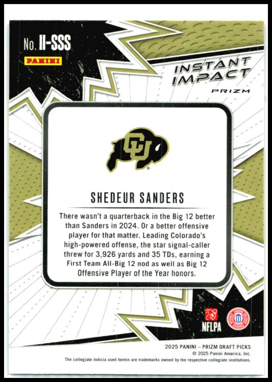 2025 Panini Prizm Draft Picks Instant Impact Gold #II-SSS Shedeur Sanders Browns